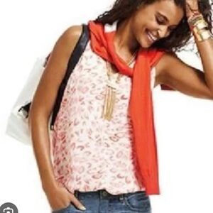 CAbi Pink and White Patterned Tank Top